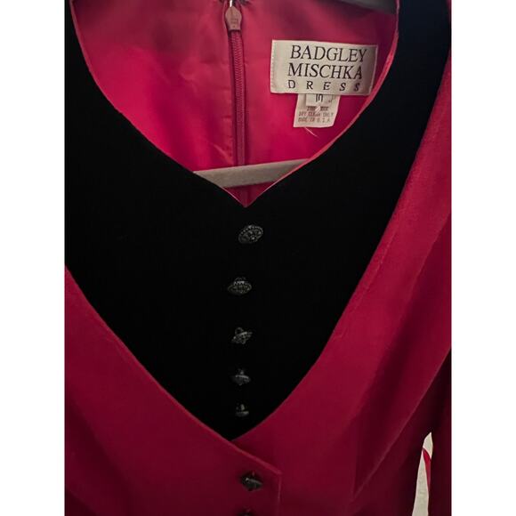 Badgley Mischka Women's Vintage Burgundy Black 100% Wool Dress Size 10 Designer - Picture 10 of 10